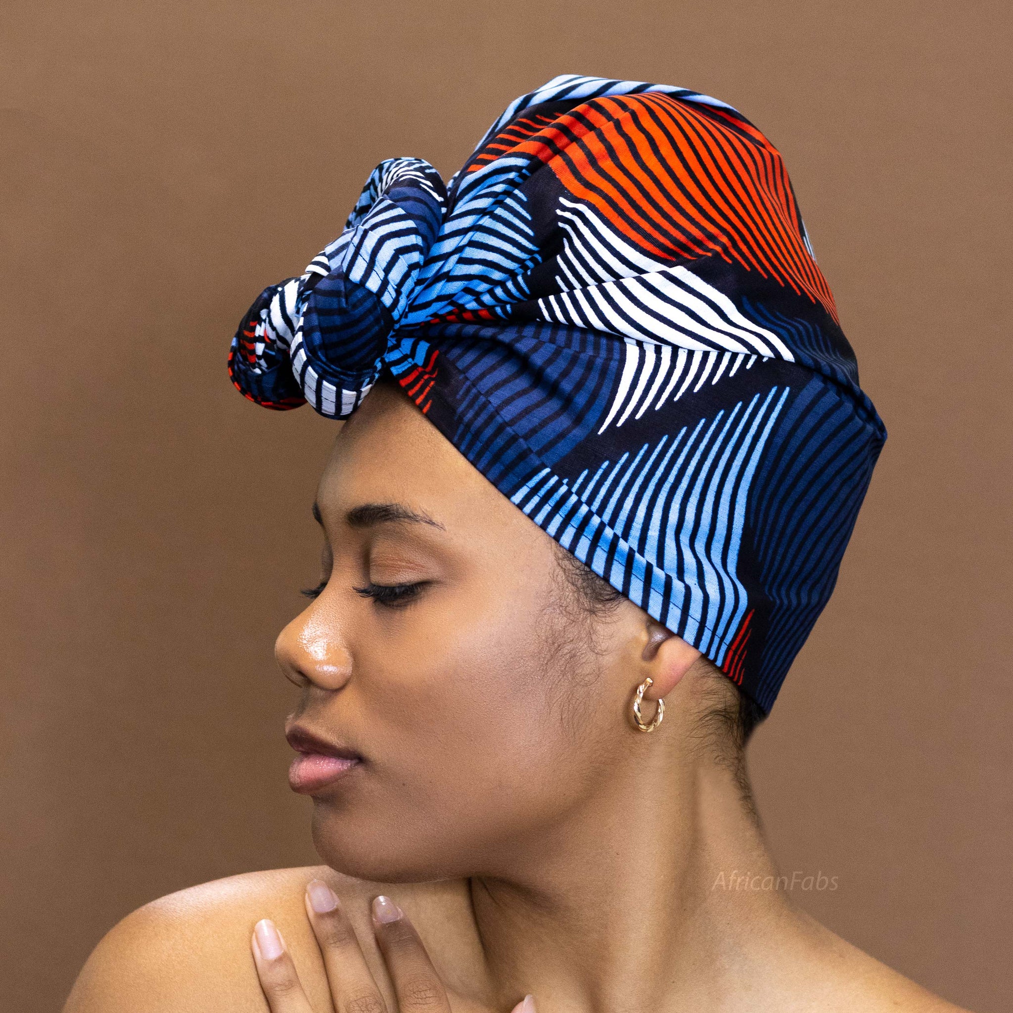 Cinta para la cabeza con remolino azul africano/rojo