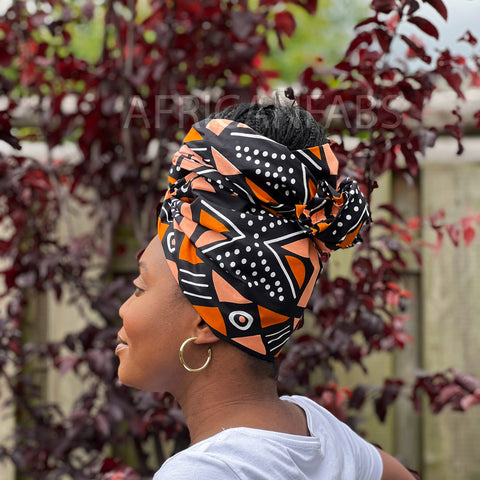 Negro africano / piel de salmón / pañuelo para la cabeza de tela de barro