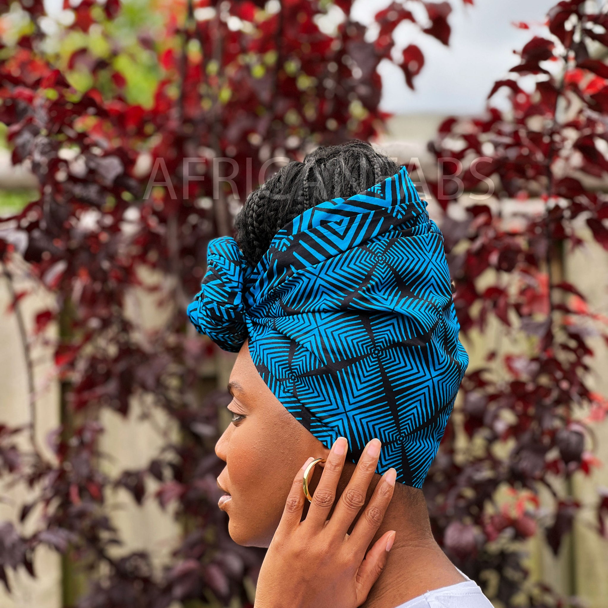 Bogolan azul africano / diadema de tela de barro