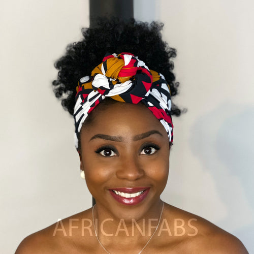Turbante africano - Mostaza / samakaka rojo