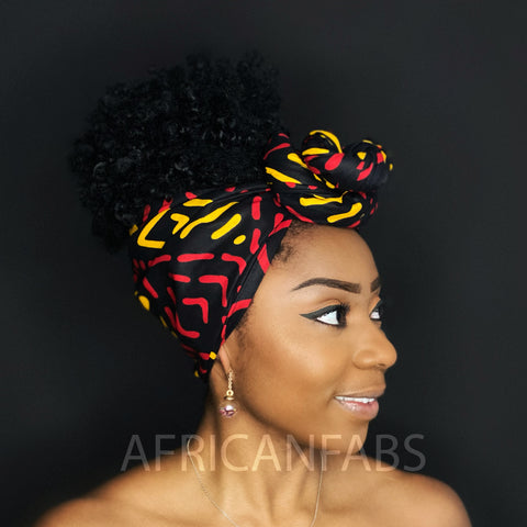 Negro africano / Bogolan amarillo / turbante de tela de barro