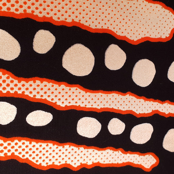 Turbante africano - Bogolan metalizado Negro Naranja