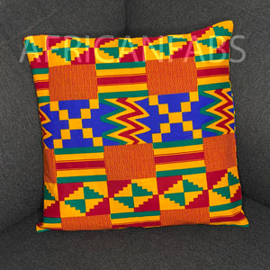 funda de almohada africana | Rojo amarillo kente - Cojín decorativo 45x45cm - 100% Algodón