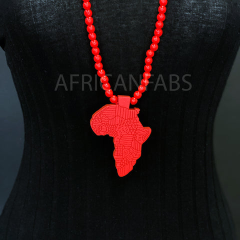 Collar / collar / colgante de cuentas de madera - Continente Africano - Rojo