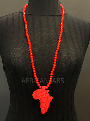 Collar / collar / colgante de cuentas de madera - Continente Africano - Rojo