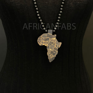 Collar / collar / colgante de cuentas de madera - Continente africano - Negro / marrón