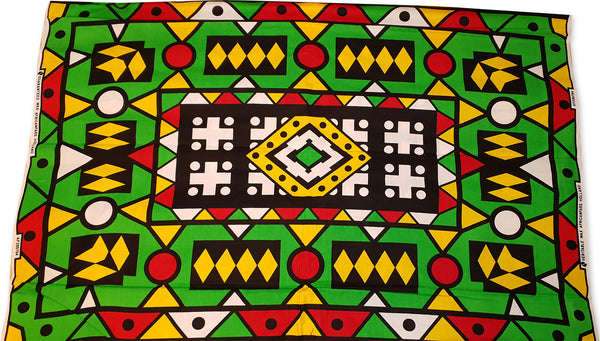 Tela africana VERDE / AMARILLA / ROJA SAMAKAKA ANGOLA Wax print / tela (Tradicional Samacaca)