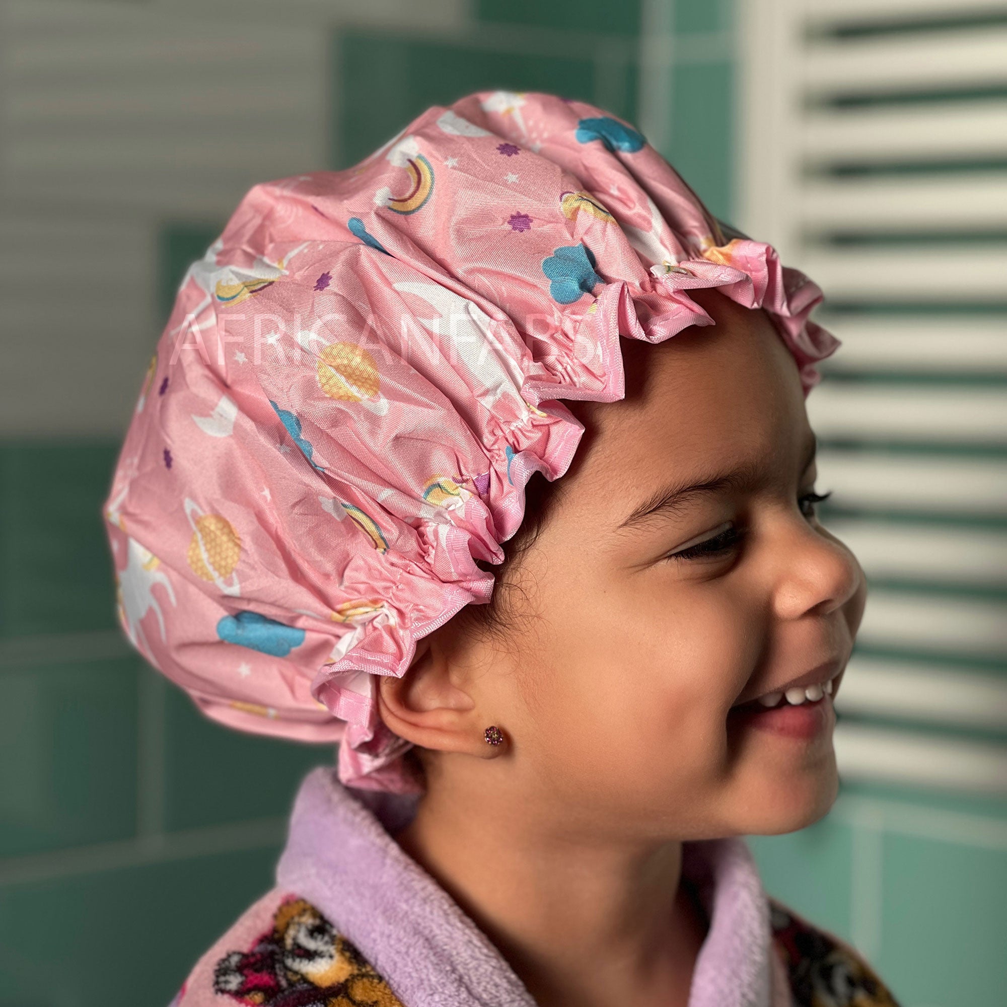 Gorro de ducha para niños / Gorro de ducha para niños / Unicornio Rosa