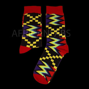Calcetines africanos / Calcetines afro / Calcetines Kente - Negro / Rojo / Púrpura