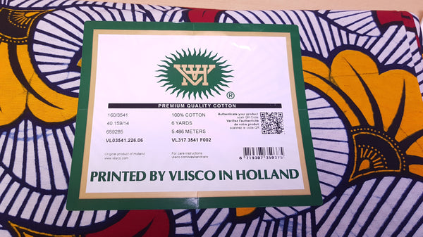 Tela estampada VLISCO Hollandais Wax - FLORES DE BODA BLANCAS