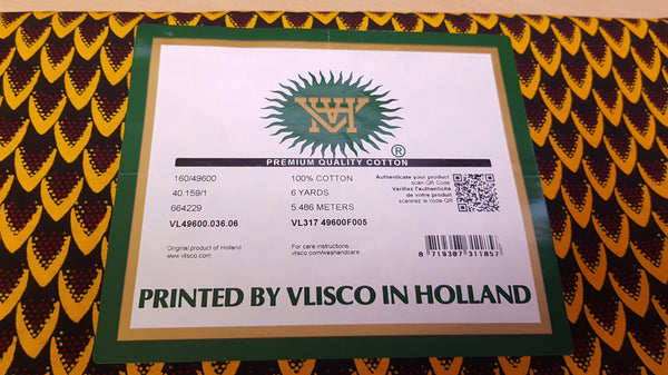 Tela estampada VLISCO Hollandais Wax - BRONCE BANGA NUT