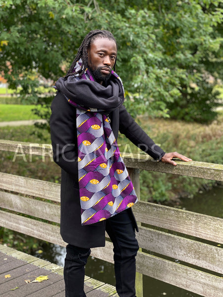 Bufanda de Invierno Estampado Africano para Adultos Unisex - Púrpura enredo
