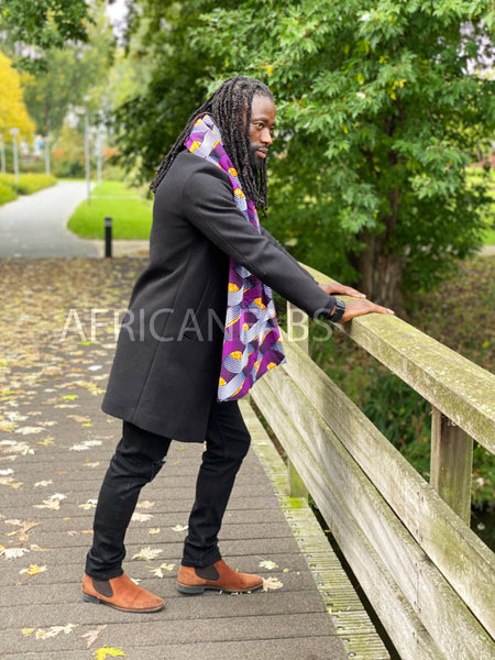 Bufanda de Invierno Estampado Africano para Adultos Unisex - Púrpura enredo