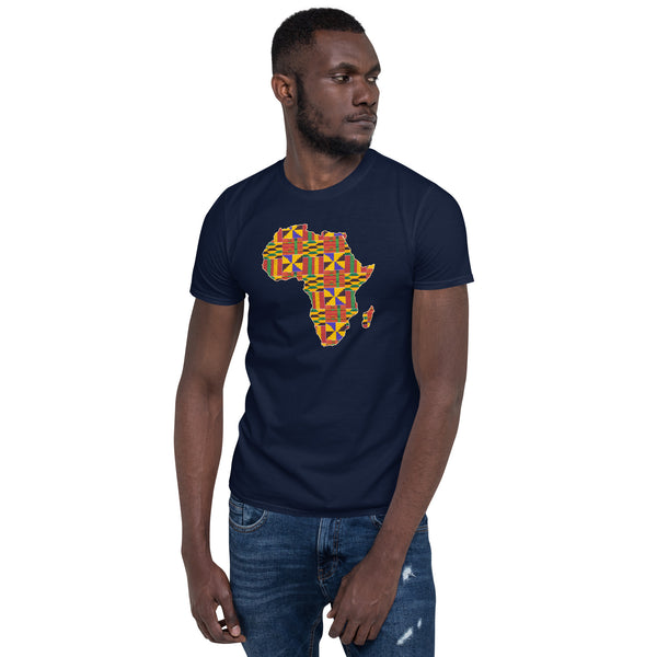 Camiseta Unisex - Continente africano en estampado kente D001 (Varios colores)