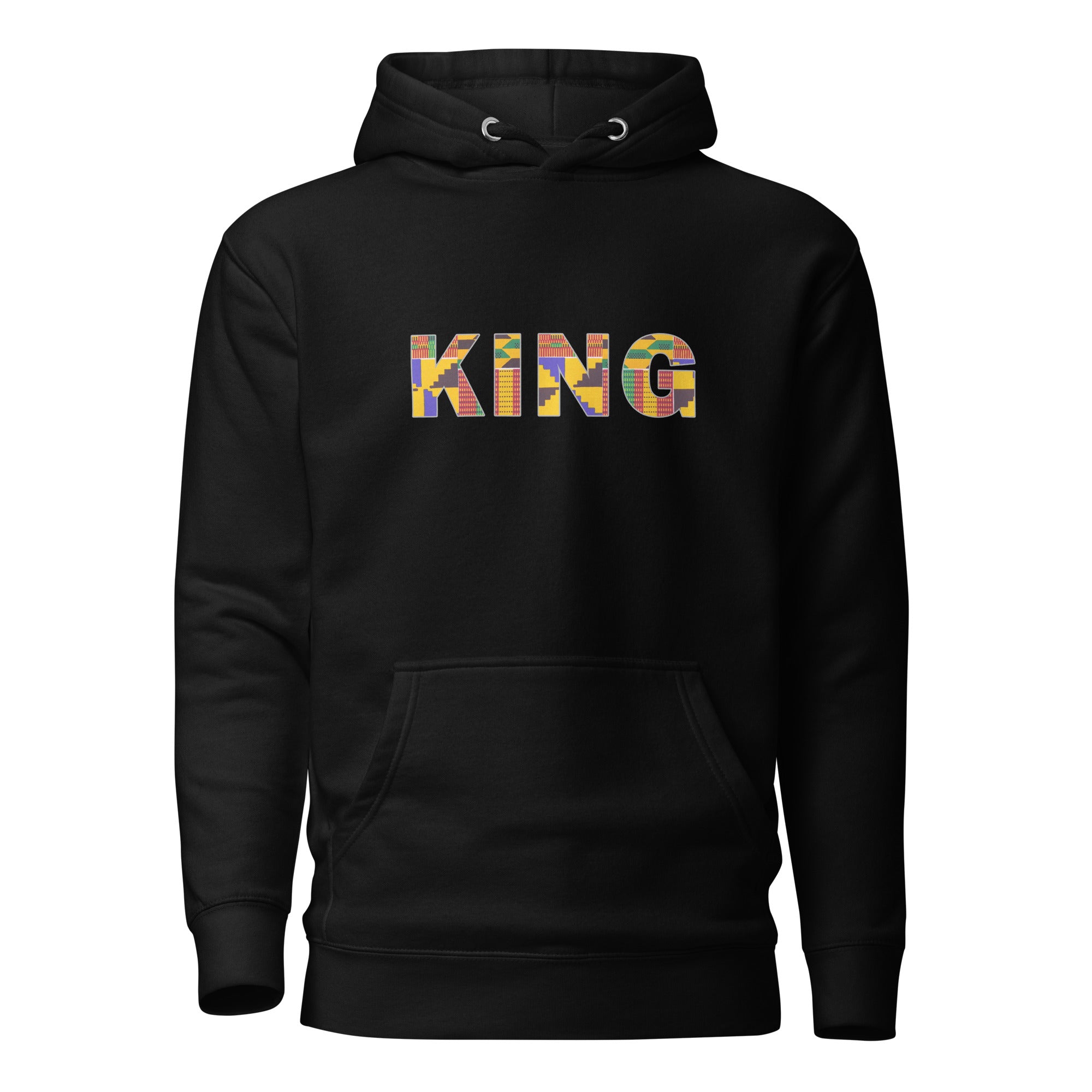 Sudadera con capucha - Unisex - KING in kente print D008 (Hoodie Black or White)