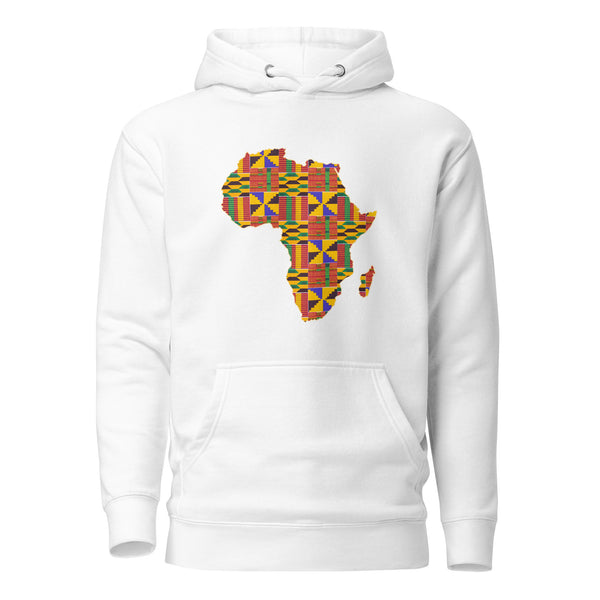 Sudadera con capucha - Unisex - Continente africano en estampado Kente D001 (Hoodie Black or White)